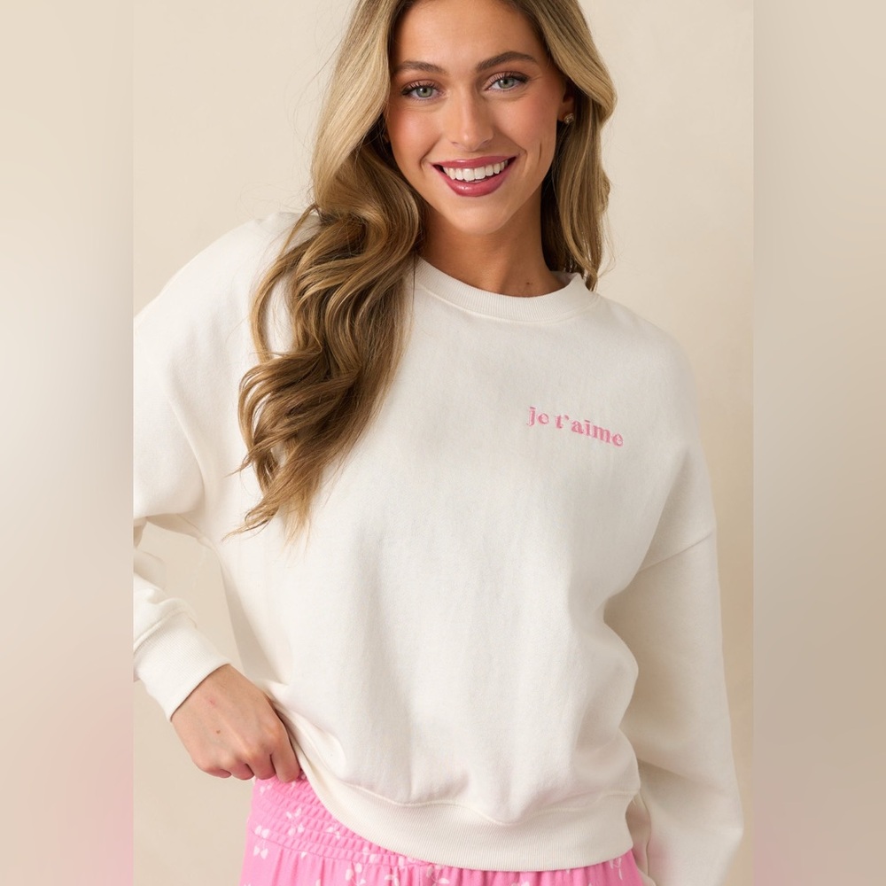 Z Supply•Z SUPPLY JE T’AIME IVORY VANILLA ICE SWEATSHIRT•Size S•Worn 1X